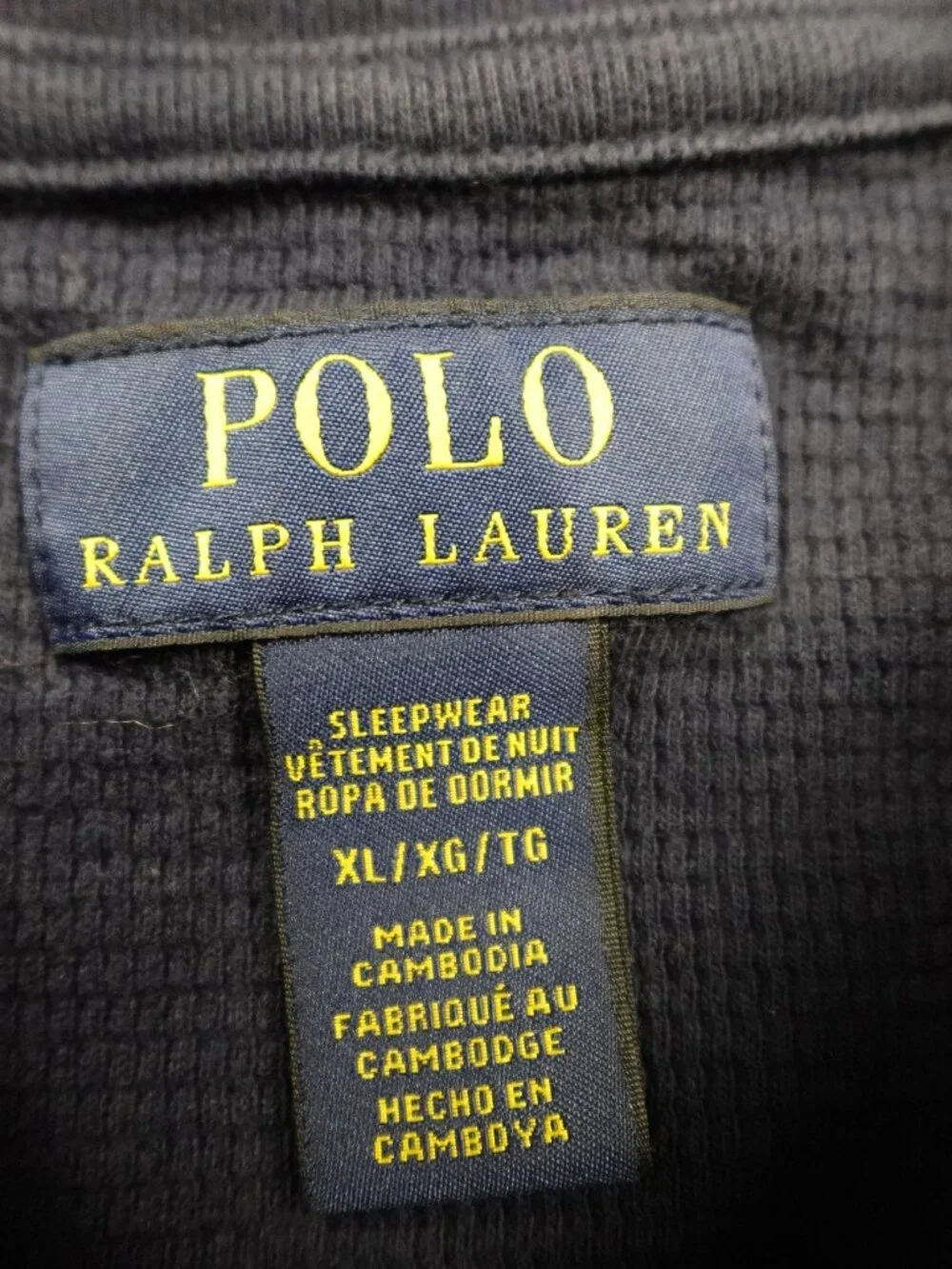 Polo Ralph Lauren Bear Waffle Knit Sleep Shirt Men’s XL‎ Navy Thermal